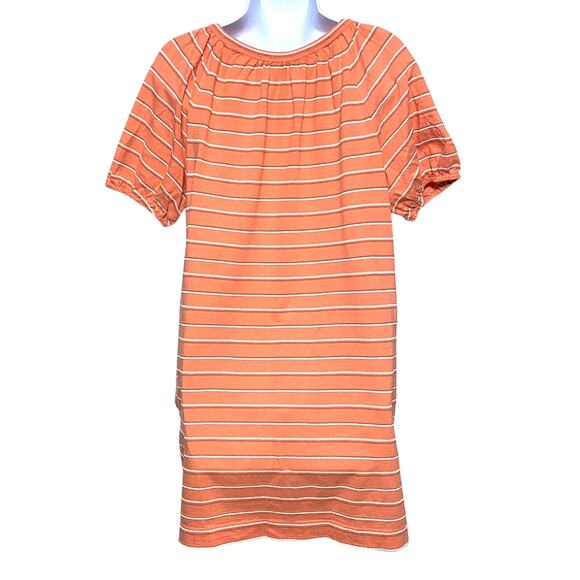 Loft Jacquard Mini Swing Dress Small Petite Striped Textured Boho Casual Pockets - Picture 3 of 6